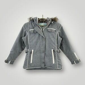 Obermeyer Dolly Ski Jacket Womens Size 6 Gray Faux Fur Hooded Insulated Pockets